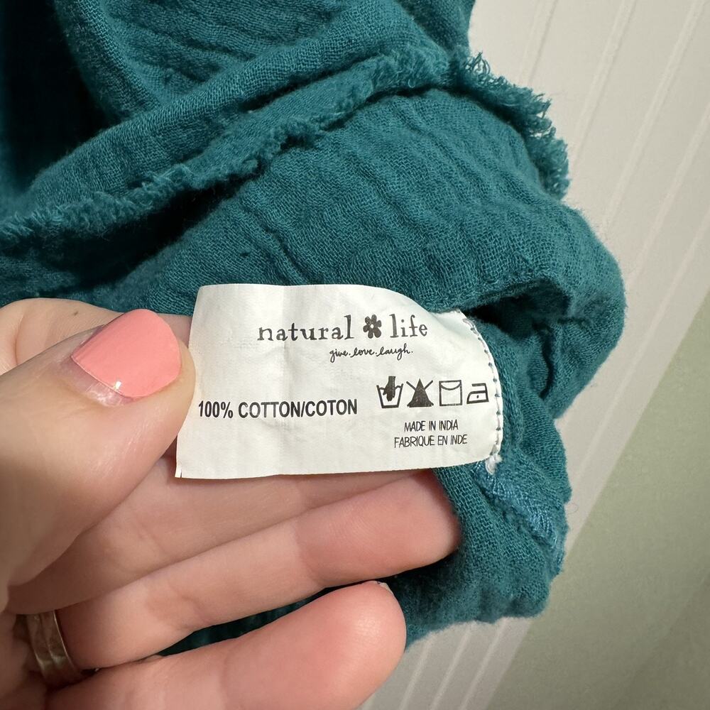 Natural Life Sienna Teal Cotton Gauzy Dress Size L/XL - Picture 8 of 9